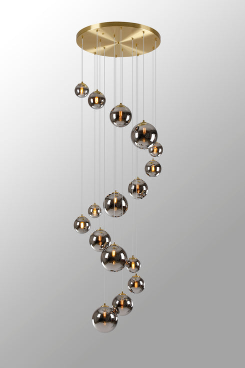 Saga Pendant 16 Light Gold/Chrome Plated Glass
